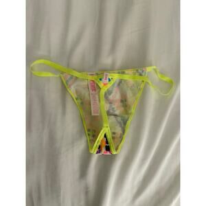 NWOT VS PINK Neon Trim String Thong Tribal Print XS Vintage 2013